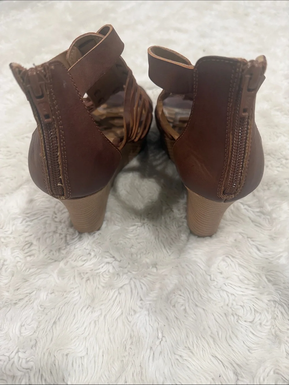 American‎ Eagle Outfitters Brown Woven Leather Wedge Sandals Woman’s Size 9.5
